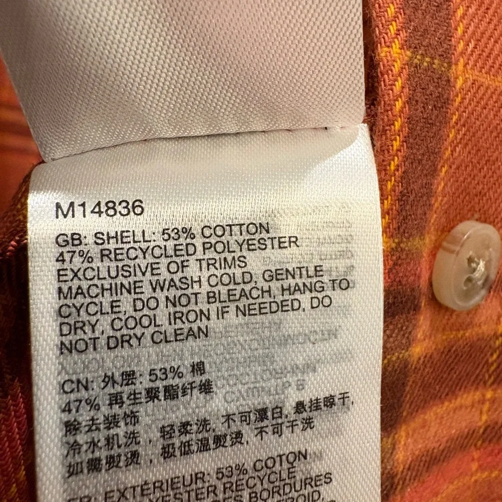 Marmot Orange Plaid Casual Button Down Shirt NWOT - Picture 4 of 6